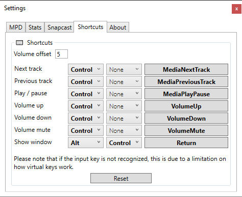 Settings => shortcuts