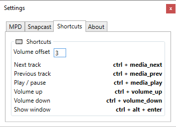 Settings => shortcuts